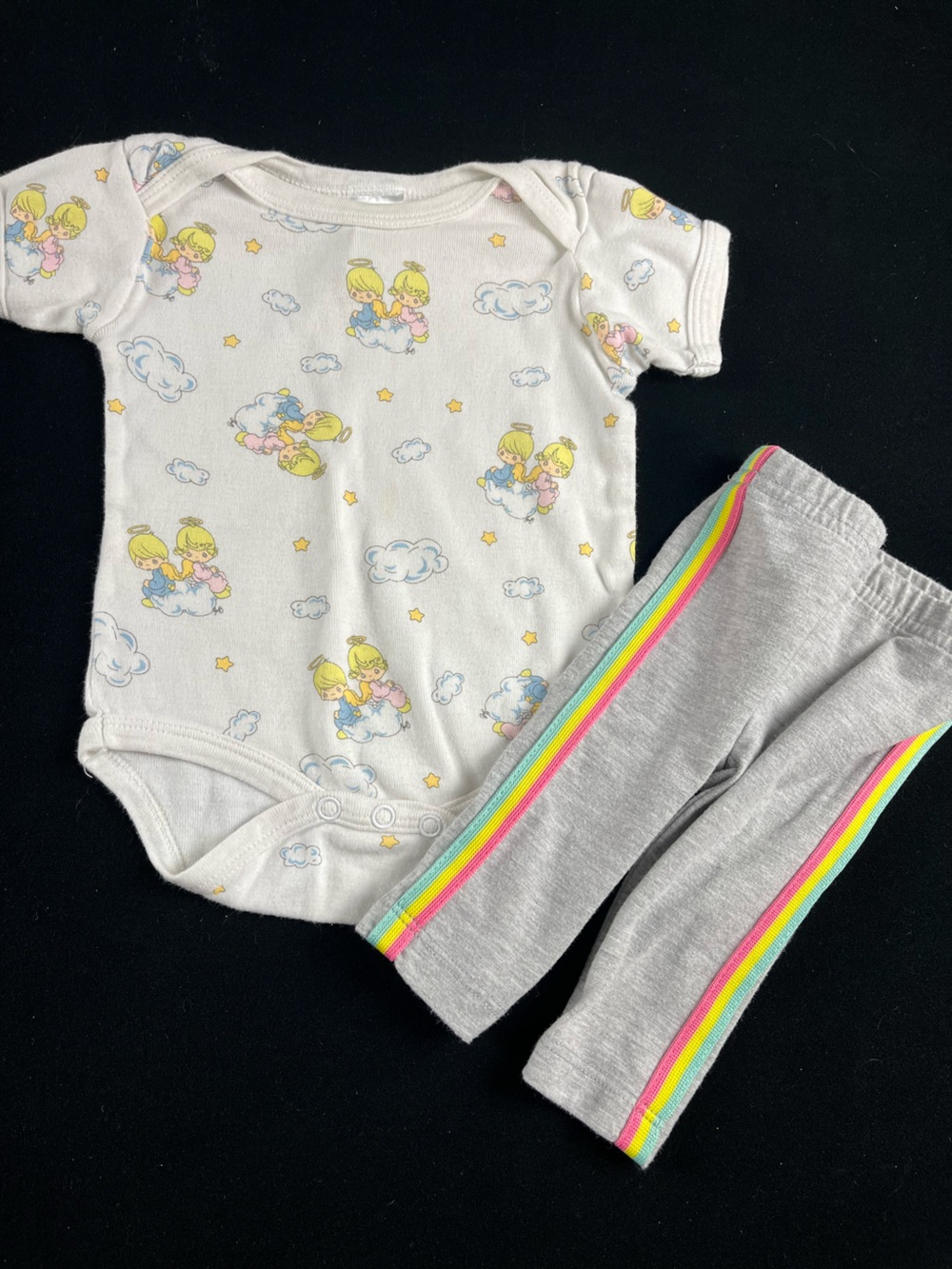 Precious moments Onesie with Disney Rainbow-Trim Legging